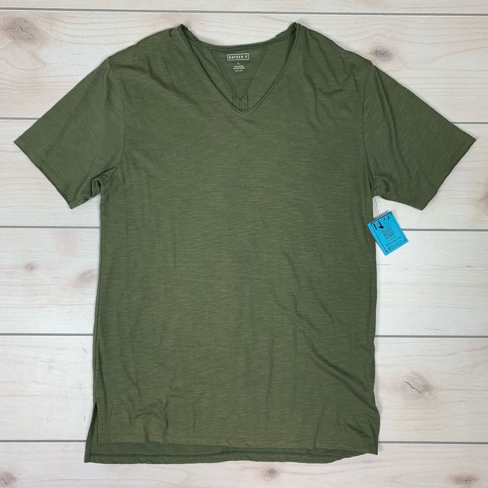 NWT heather green long tee. V neck